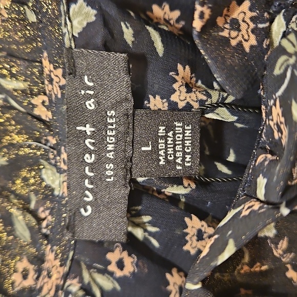 💕CURRENT AIR💕 Smocked Flutter-Sleeve Blouse ~ Micro Floral Print Large L NWT - Picture 6 of 9